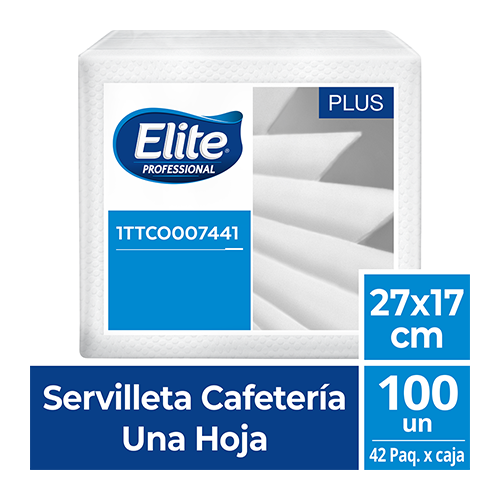 SERVILLETA ELITE BLANCA CAFETERIA PAQ X 100